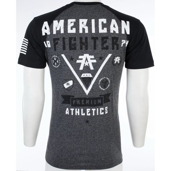 American Fighter Mens T-Shirt MICHIGAN Athletic BLACK GREY Biker MMA - Picture 5 of 7